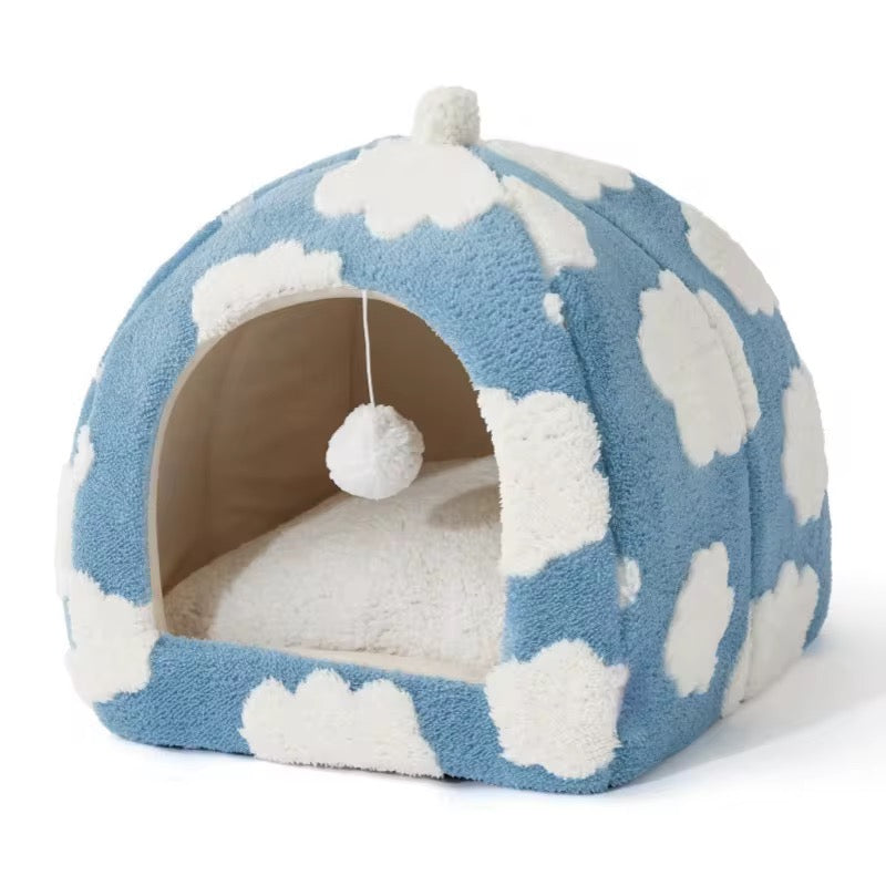 Plush Cloud 2-in-1 Cat Cave Bed