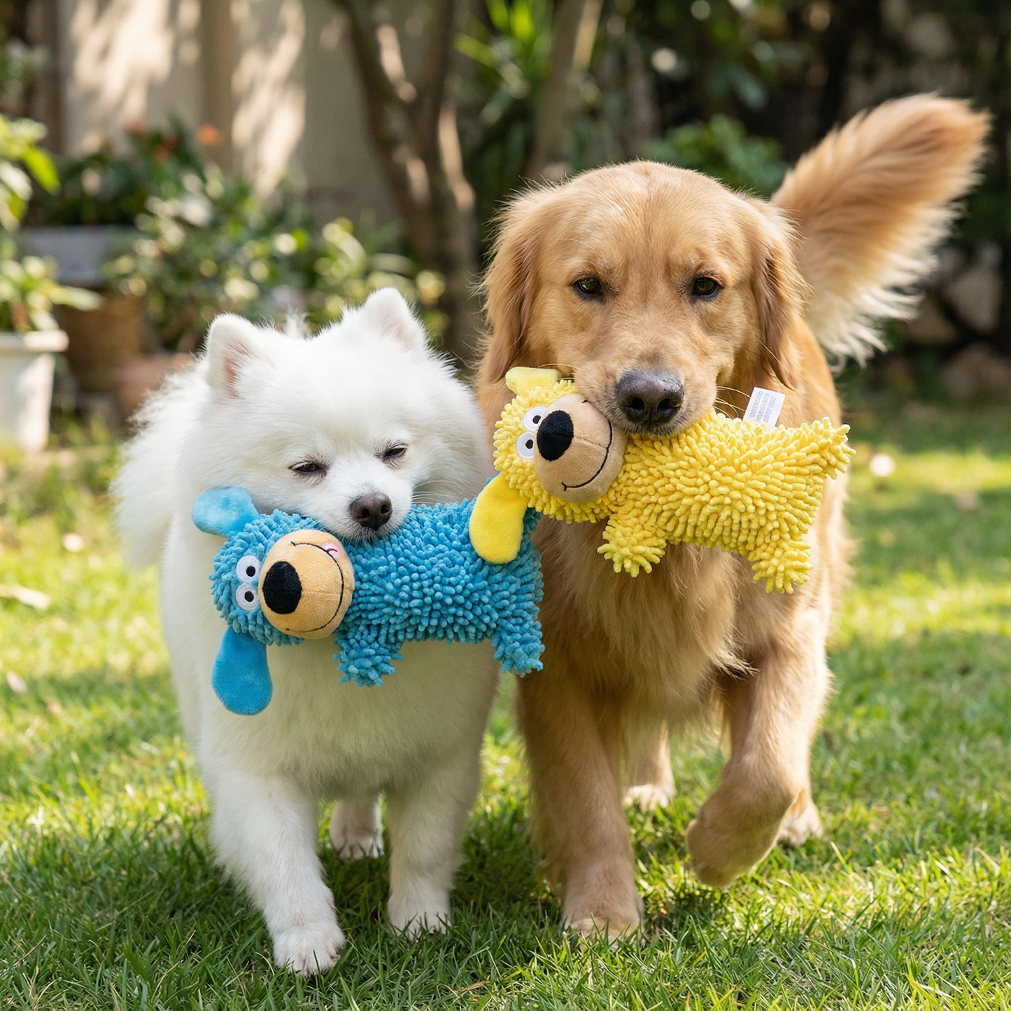 Blue & Yellow Dental Squeaky Dog Toy