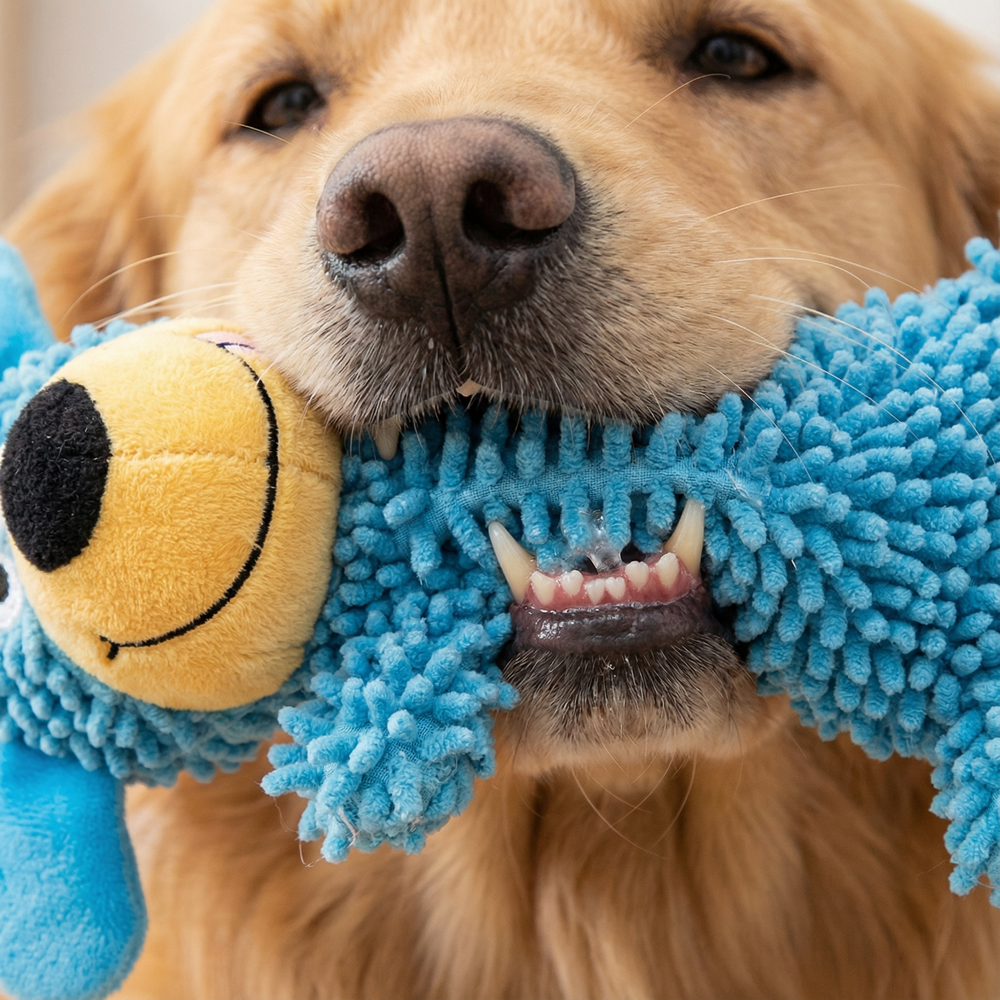 Blue & Yellow Dental Squeaky Dog Toy