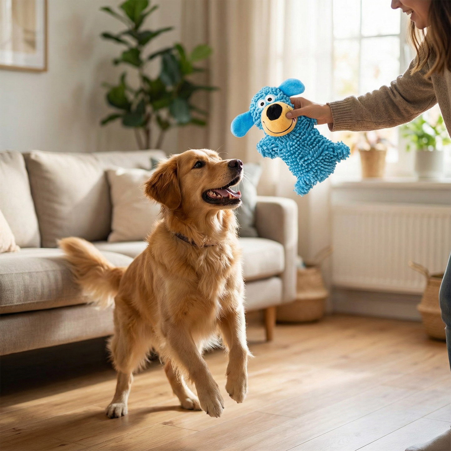 Blue & Yellow Dental Squeaky Dog Toy