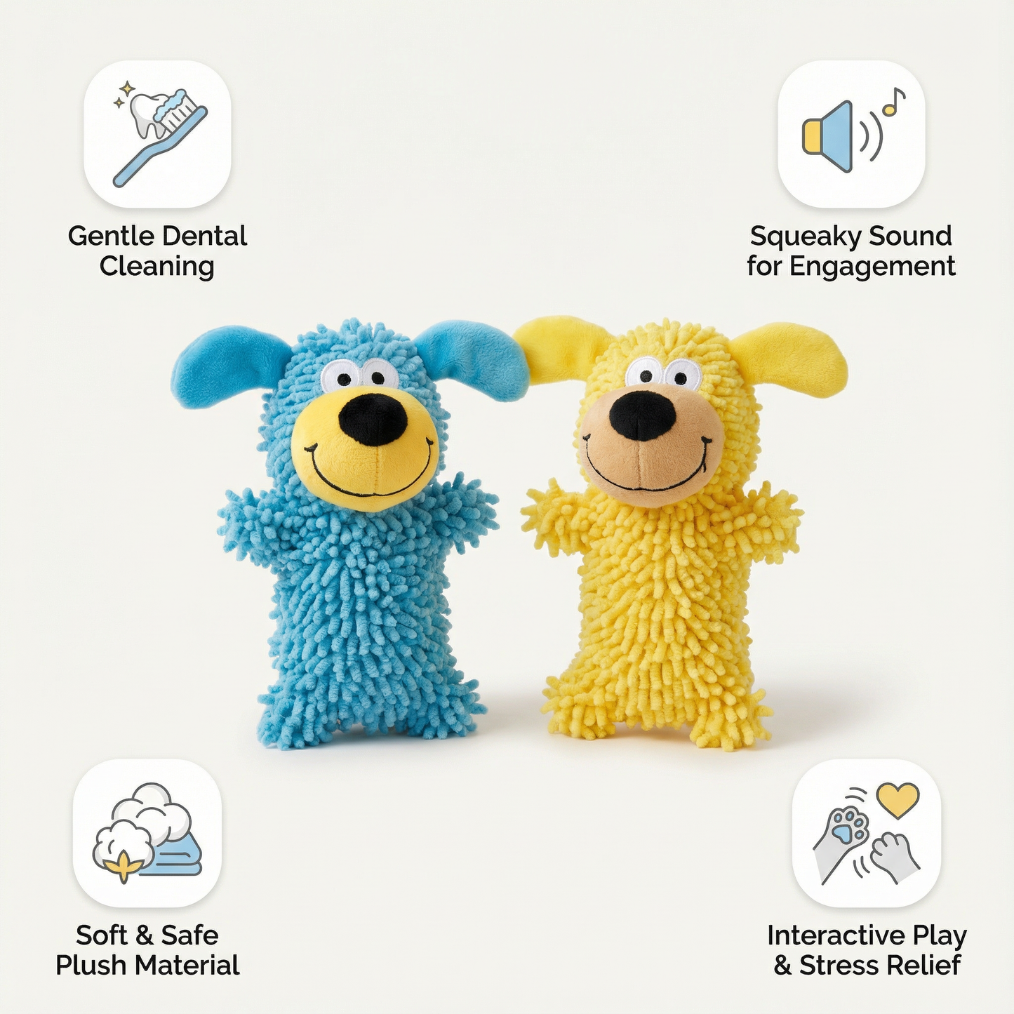 Blue & Yellow Dental Squeaky Dog Toy