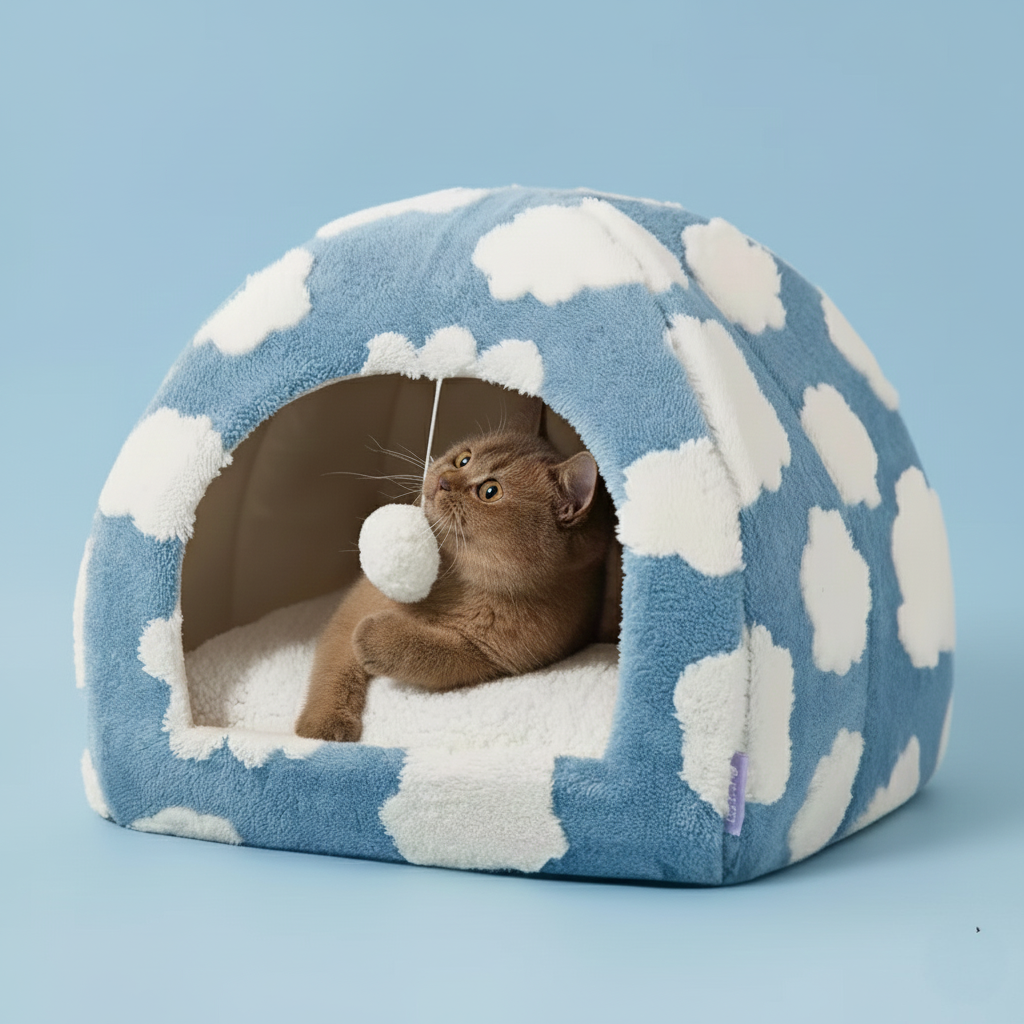 Plush Cloud 2-in-1 Cat Cave Bed