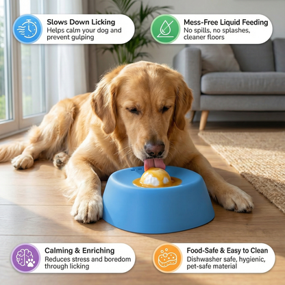 Anti-Gulp Dog Lick Bowl with Ball – Slow Feeding
