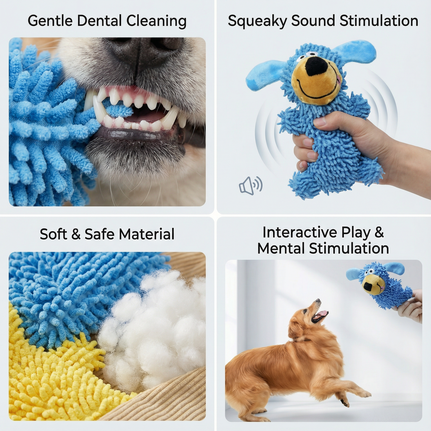 Blue & Yellow Dental Squeaky Dog Toy