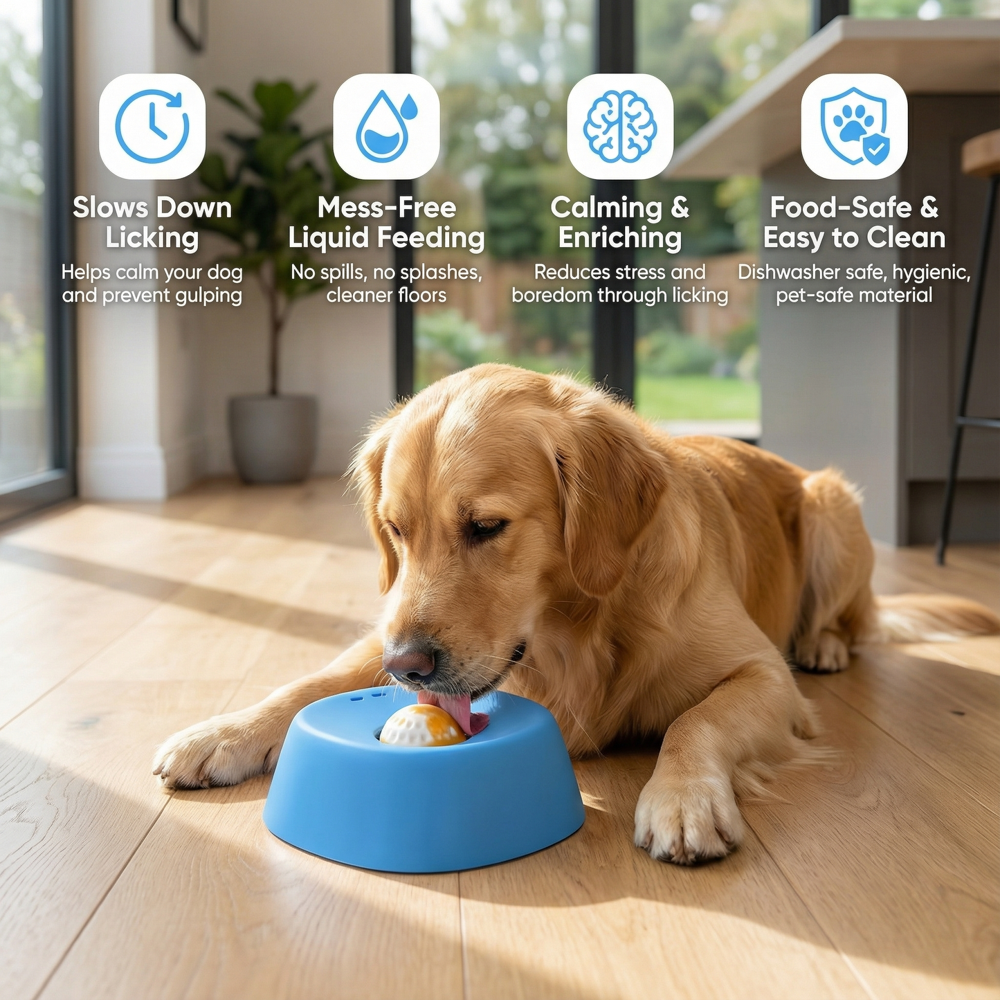 Anti-Gulp Dog Lick Bowl with Ball – Slow Feeding