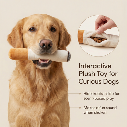 Squeaky Cigarette Dog Toy with Treat Pocket