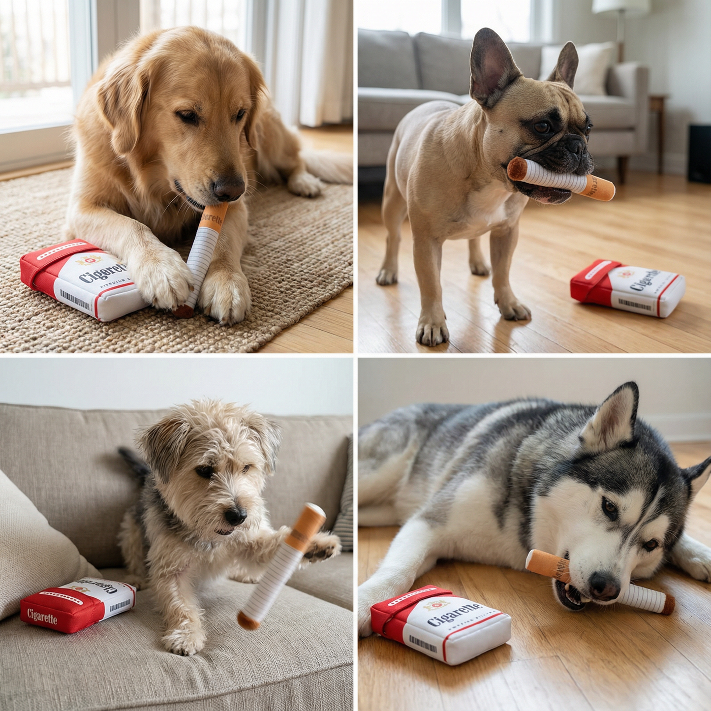 Squeaky Cigarette Dog Toy with Treat Pocket