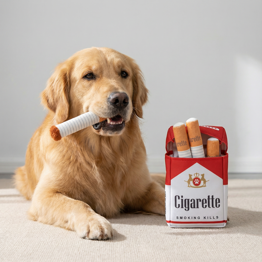 Squeaky Cigarette Dog Toy with Treat Pocket