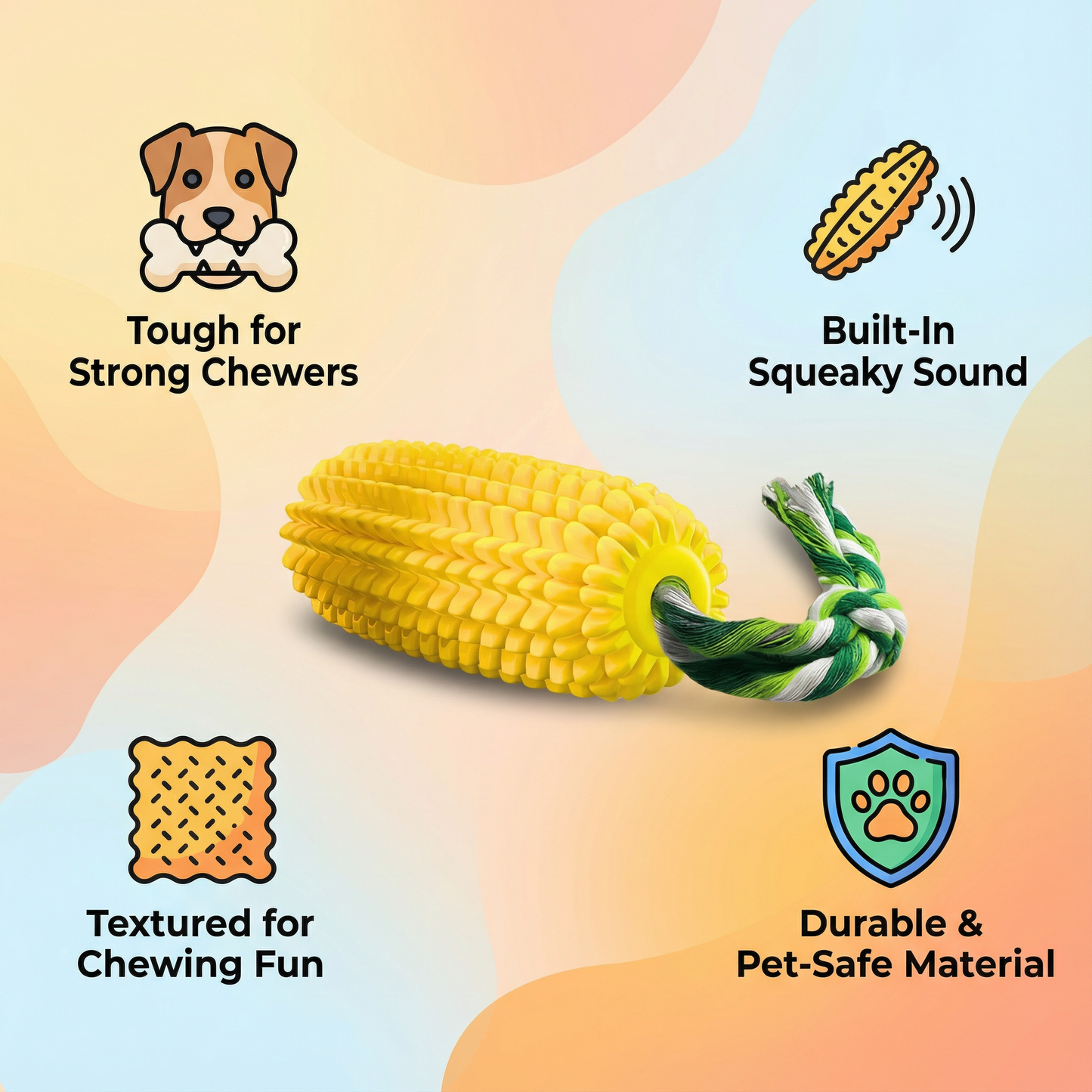 Durable Corn-Shape Chew Toy for Strong Chewers