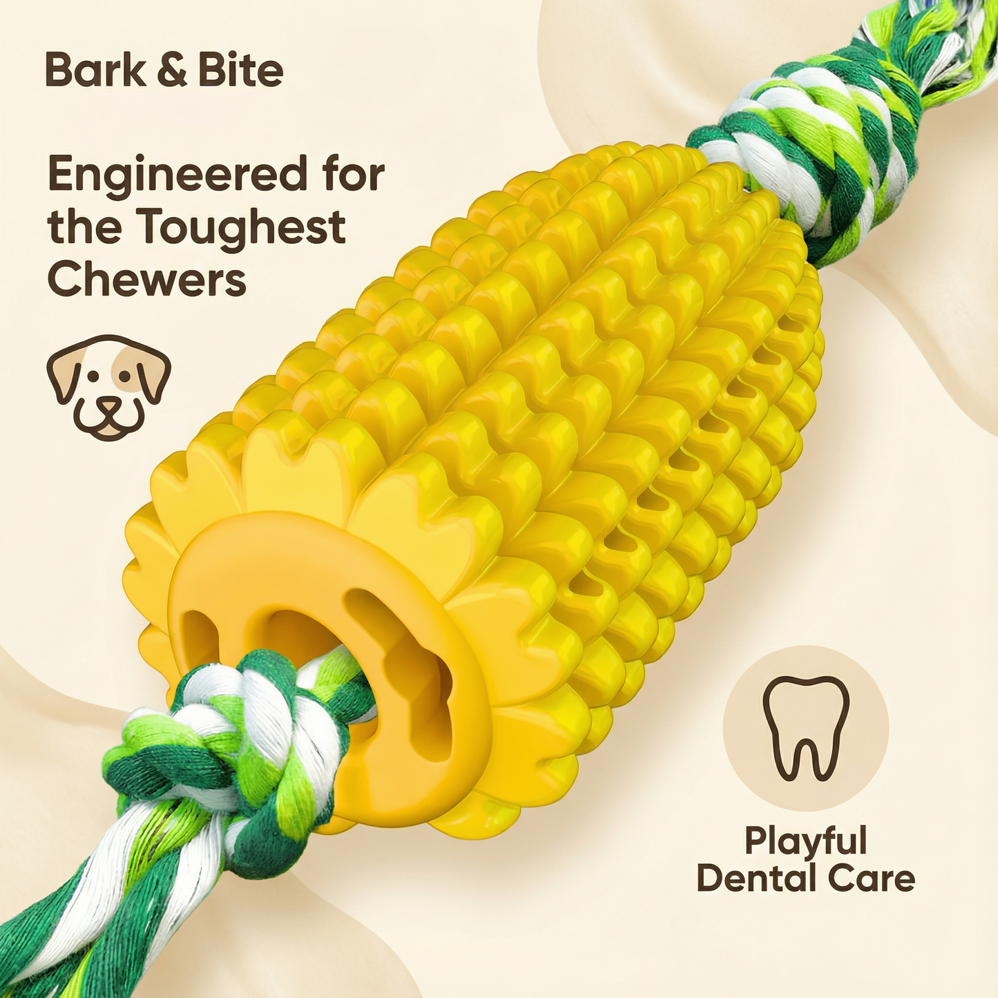 Durable Corn-Shape Chew Toy for Strong Chewers