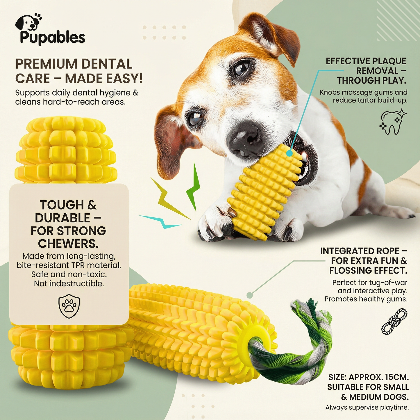 Durable Corn-Shape Chew Toy for Strong Chewers