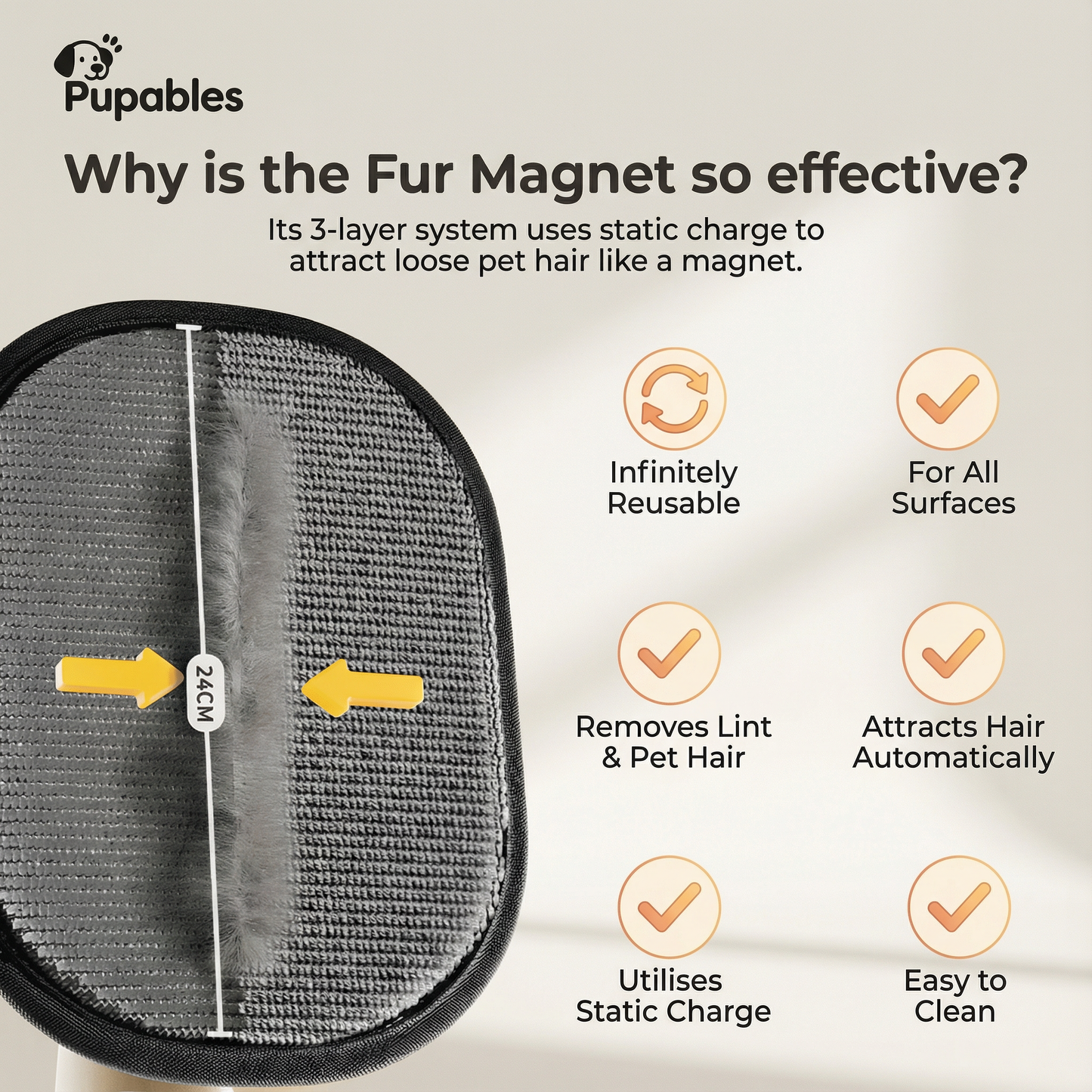 Reusable Pet Hair Remover for Furniture & Clothes