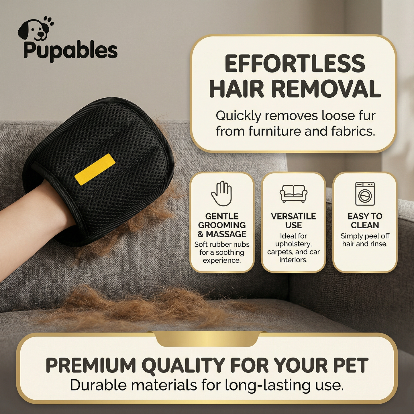 Reusable Pet Hair Remover for Furniture & Clothes
