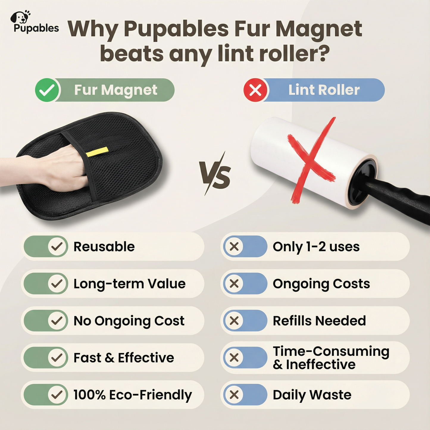 Reusable Pet Hair Remover for Furniture & Clothes