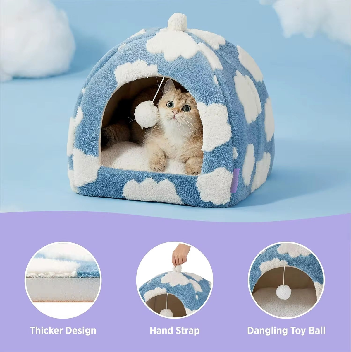 Plush Cloud 2-in-1 Cat Cave Bed